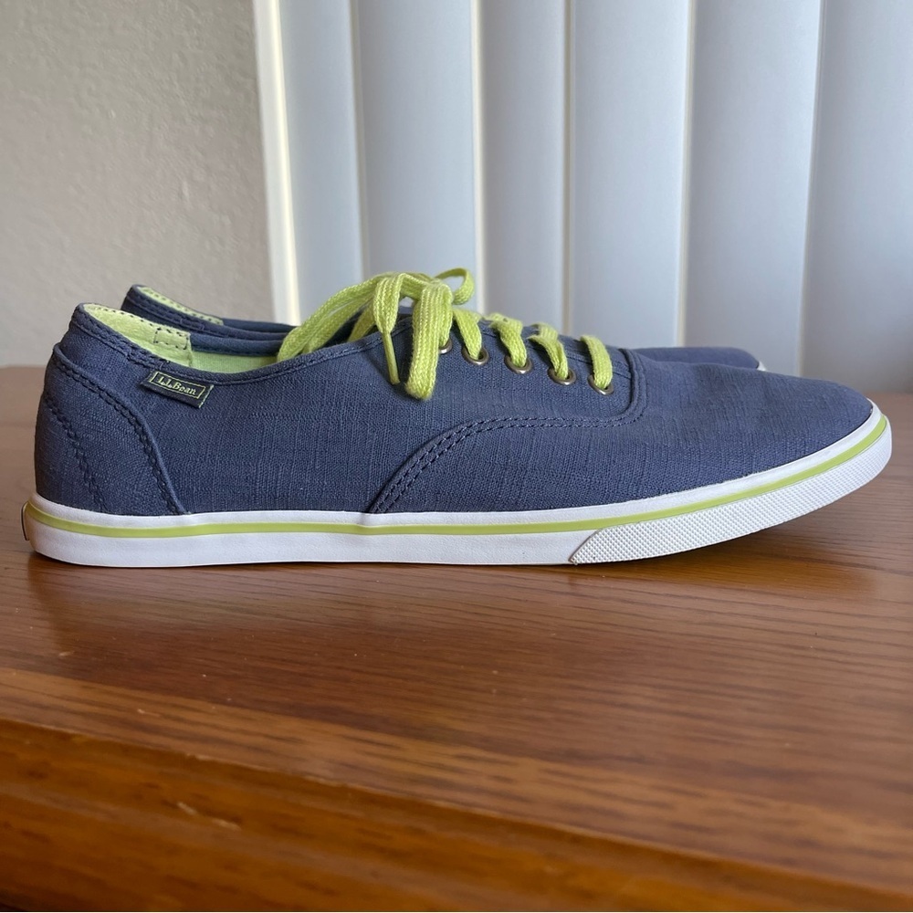 L.L. Bean Blue Canvas Low Top Sneakers Size 7.5 Wide - Picture 4 of 11